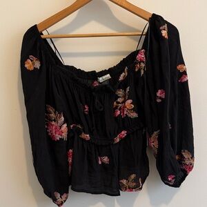 Chic Black Floral Blouse
